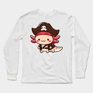 chibi axolotl pirate Long Sleeve T-Shirt